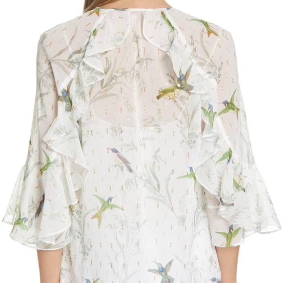 🔥LAST 1🔥NWT TED BAKER SHEER HUMMINGBIRD BLOUSE - Picture 8 of 9